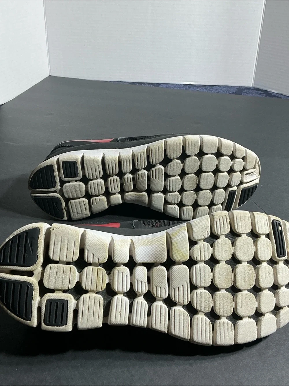 Youth black Athletic Sneakers with Red Accents